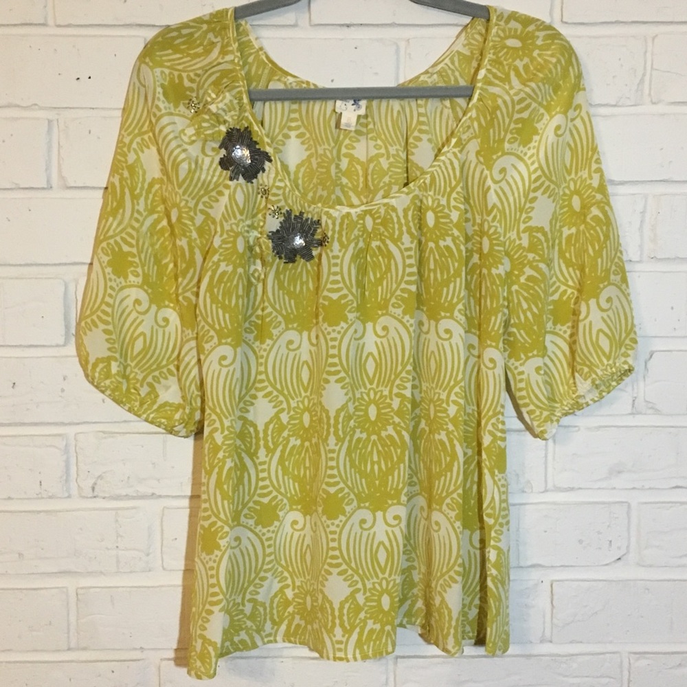 {Anthro} Edme & Esyllte- silk top-Moscow in Bloom